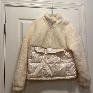 Cream jacket. Half fleece half puffer